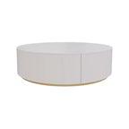 Table basse ronde en bois noir et blanc moderne et élégante avec tiroir