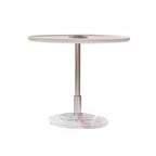 Table basse ronde et élégante en bois marron avec tiroir
