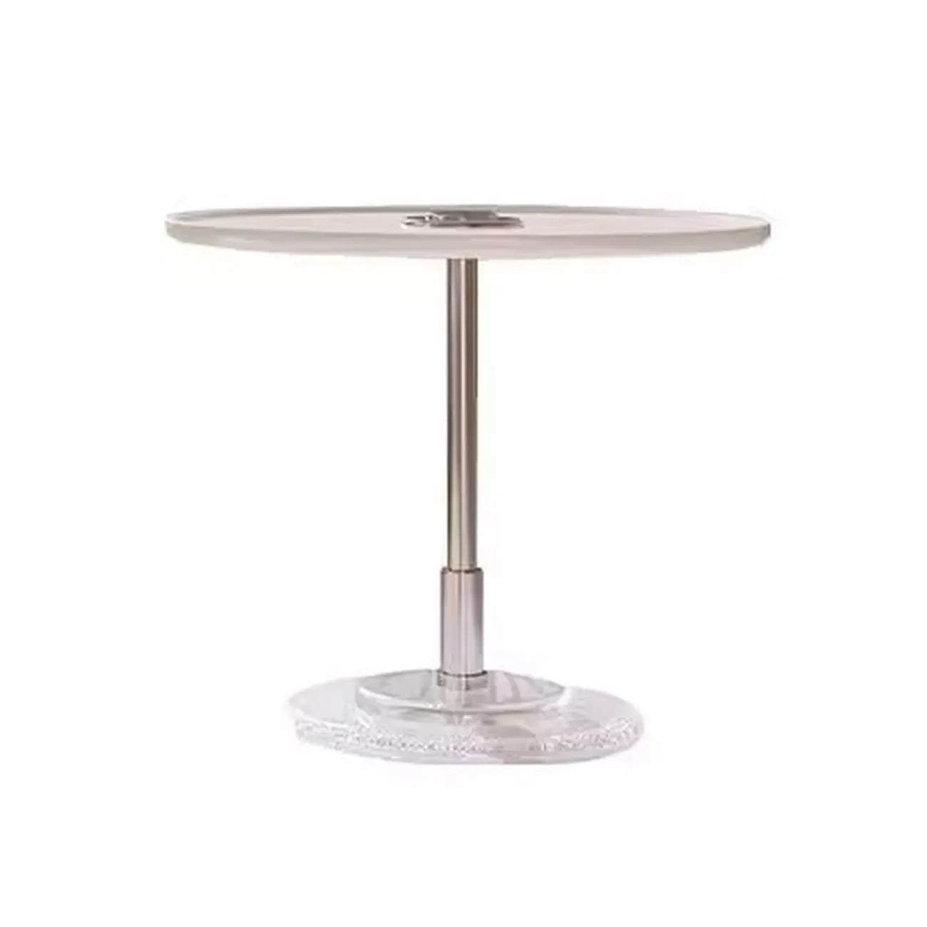 Table basse ronde et élégante en bois marron avec tiroir