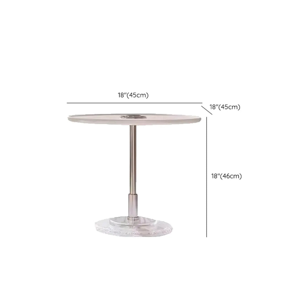 Table basse ronde et élégante en bois marron avec tiroir