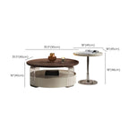 Table basse ronde et élégante en bois marron avec tiroir