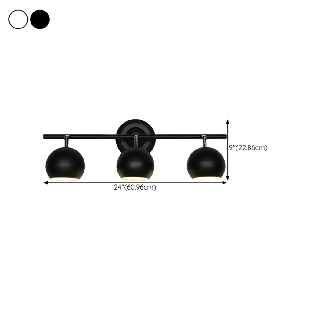 Applique murale moderne réglable en fer linéaire avec rail en forme de globe