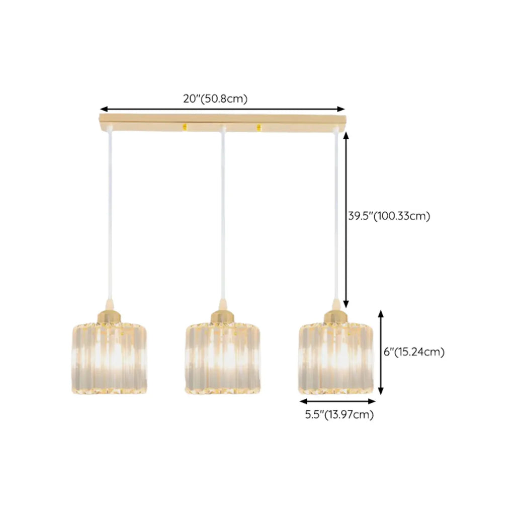 Suspension géométrique en verre doré pour cuisine