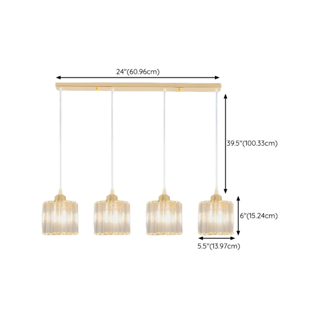 Suspension géométrique en verre doré pour cuisine