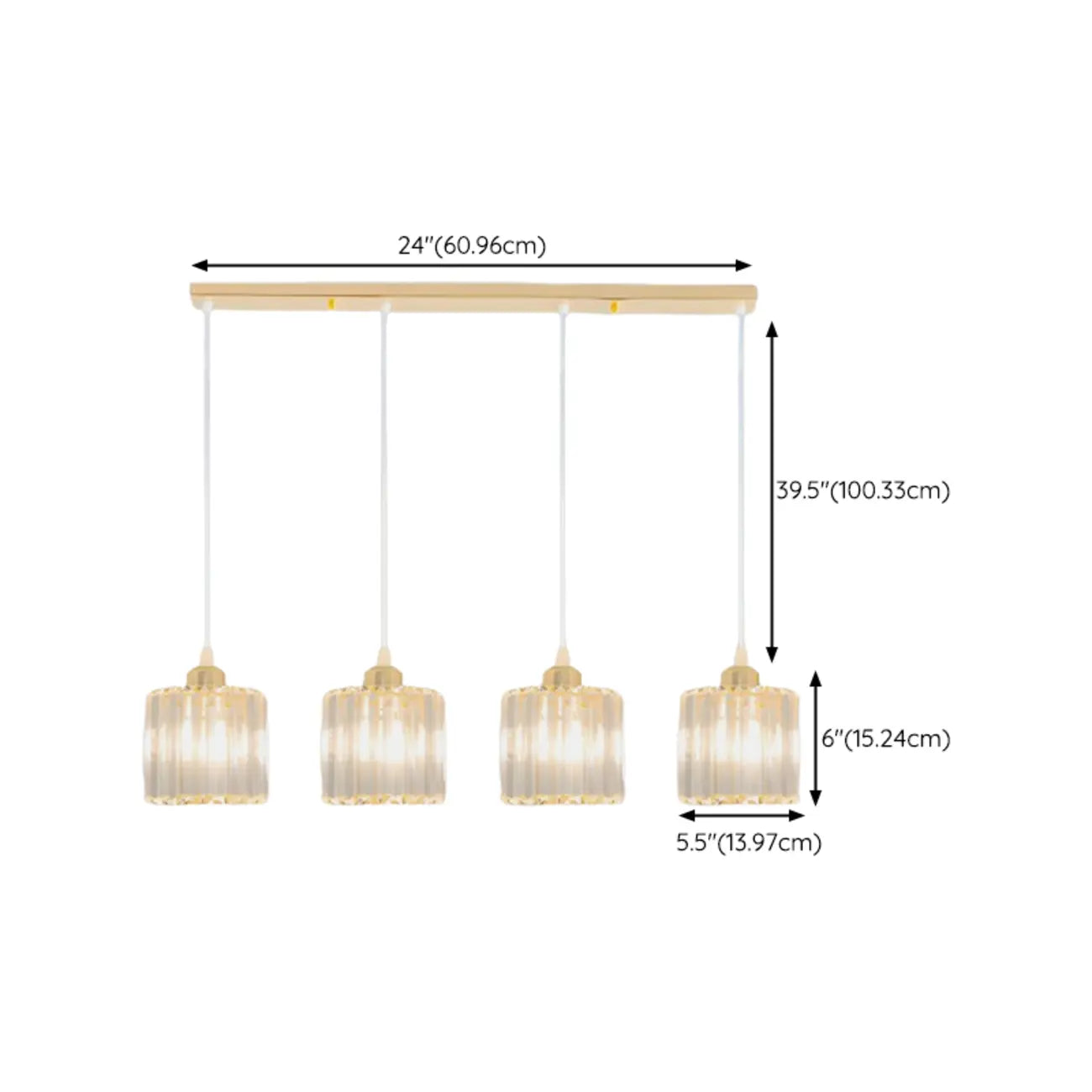 Suspension géométrique en verre doré pour cuisine