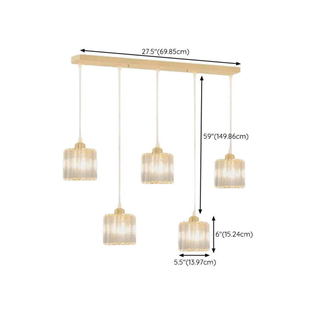 Suspension géométrique en verre doré pour cuisine