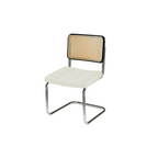 Chaise de salle à manger moderne marron à dossier tissé, en similicuir marron, à dossier cantilever.