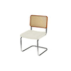 Chaise de salle à manger moderne marron à dossier tissé, en similicuir marron, à dossier cantilever.