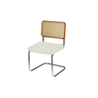 Chaise de salle à manger moderne marron à dossier tissé, en similicuir marron, à dossier cantilever.