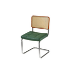 Chaise de salle à manger moderne marron à dossier tissé, en similicuir marron, à dossier cantilever.