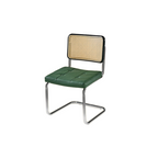 Chaise de salle à manger moderne marron à dossier tissé, en similicuir marron, à dossier cantilever.