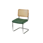 Chaise de salle à manger moderne marron à dossier tissé, en similicuir marron, à dossier cantilever.