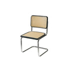 Chaise de salle à manger moderne marron à dossier tissé, en similicuir marron, à dossier cantilever.