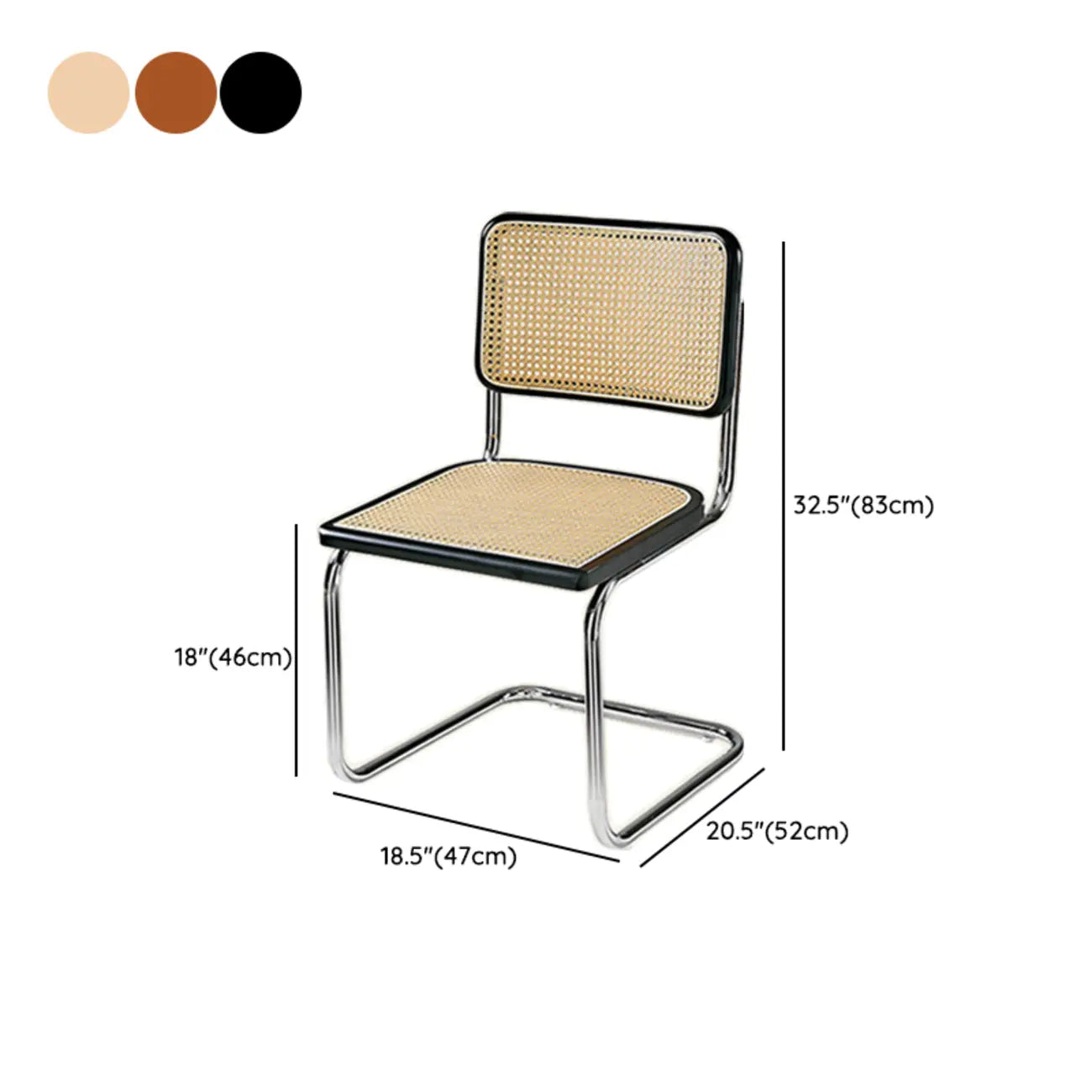 Chaise de salle à manger moderne marron à dossier tissé, en similicuir marron, à dossier cantilever.