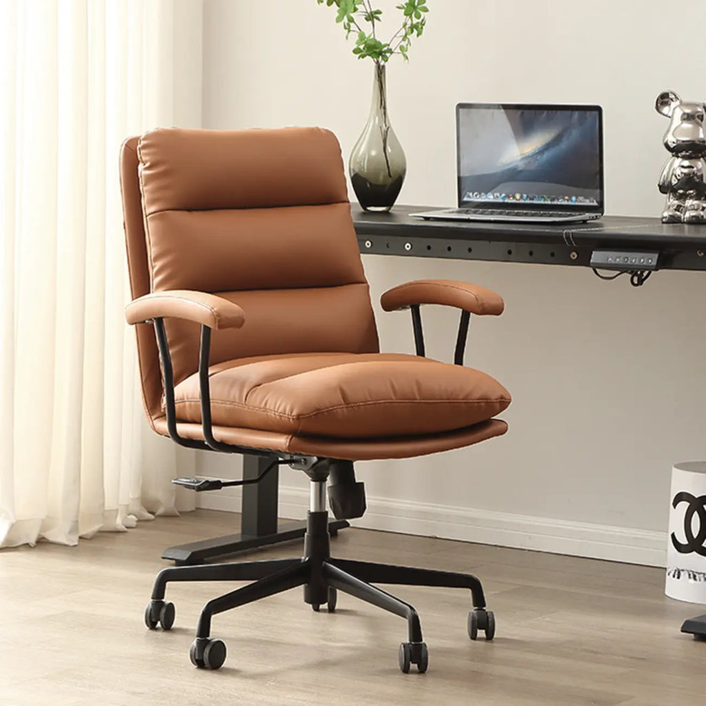 Fauteuil de bureau pivotant moderne en cuir marron