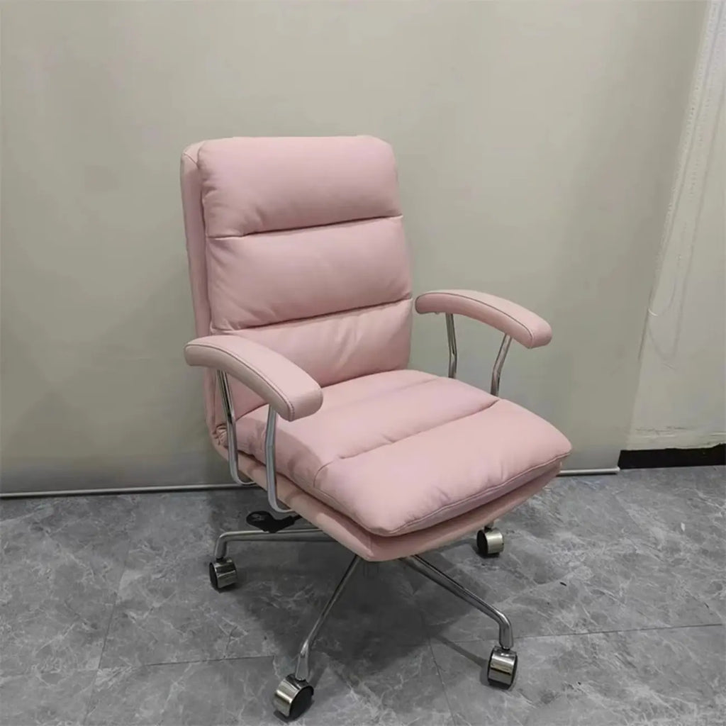 Fauteuil de bureau pivotant moderne en cuir marron