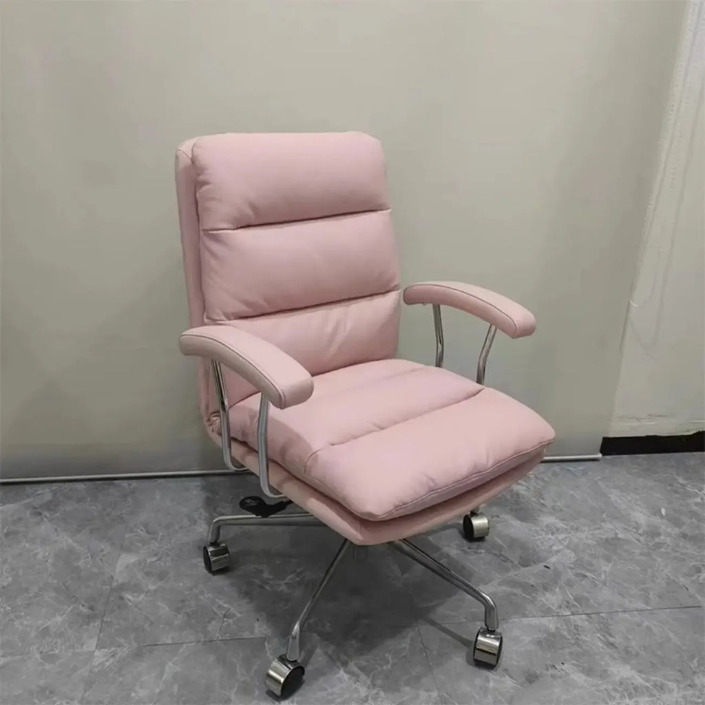 Fauteuil de bureau pivotant moderne en cuir marron
