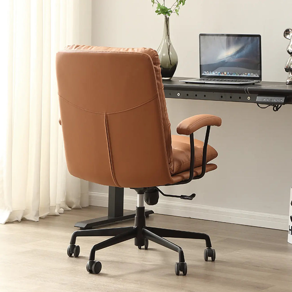 Fauteuil de bureau pivotant moderne en cuir marron