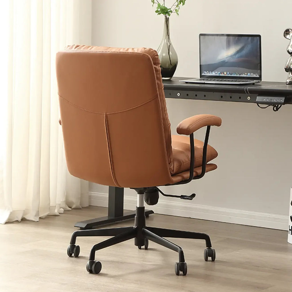 Fauteuil de bureau pivotant moderne en cuir marron