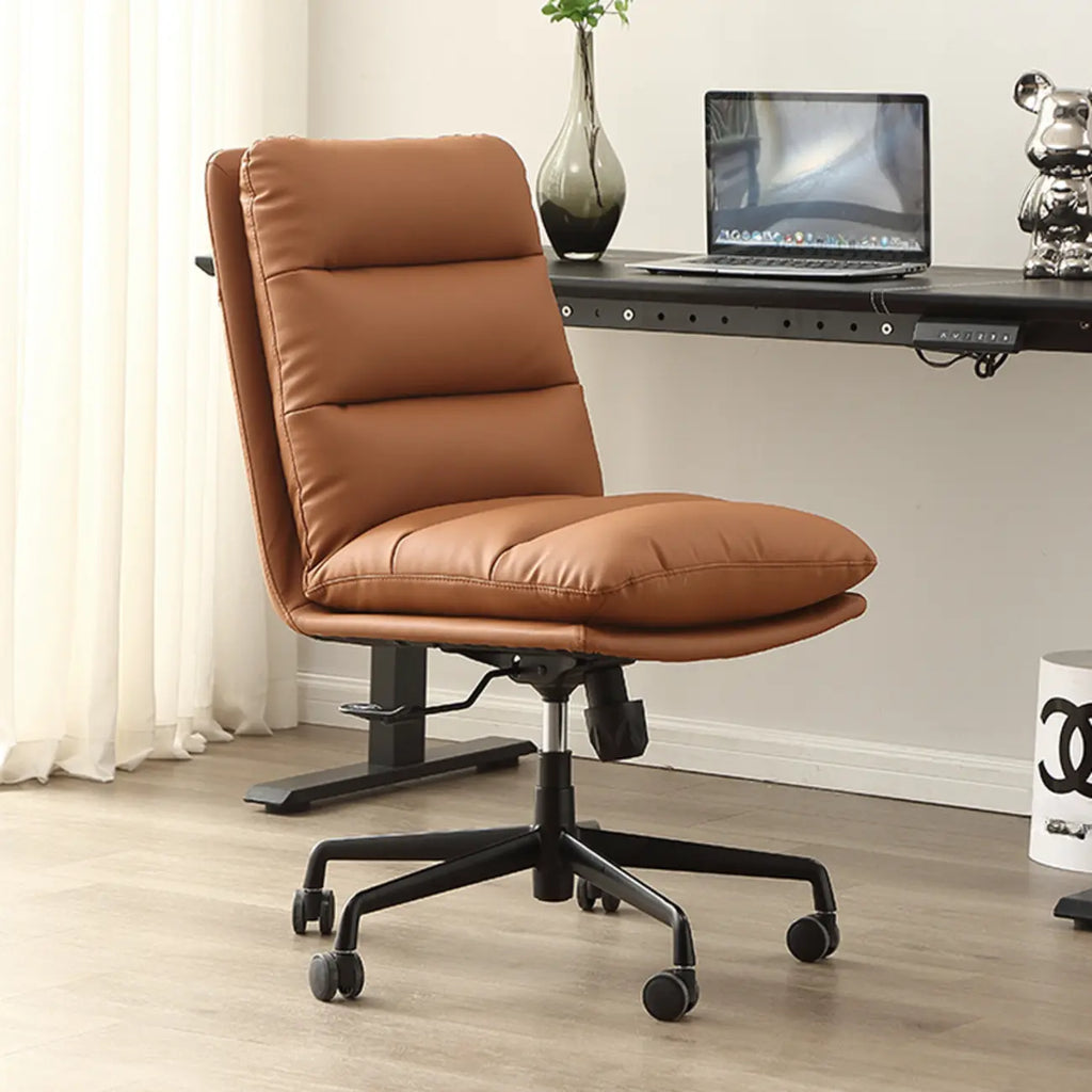 Fauteuil de bureau pivotant moderne en cuir marron