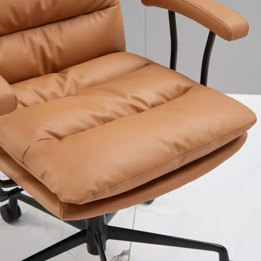 Fauteuil de bureau pivotant moderne en cuir marron