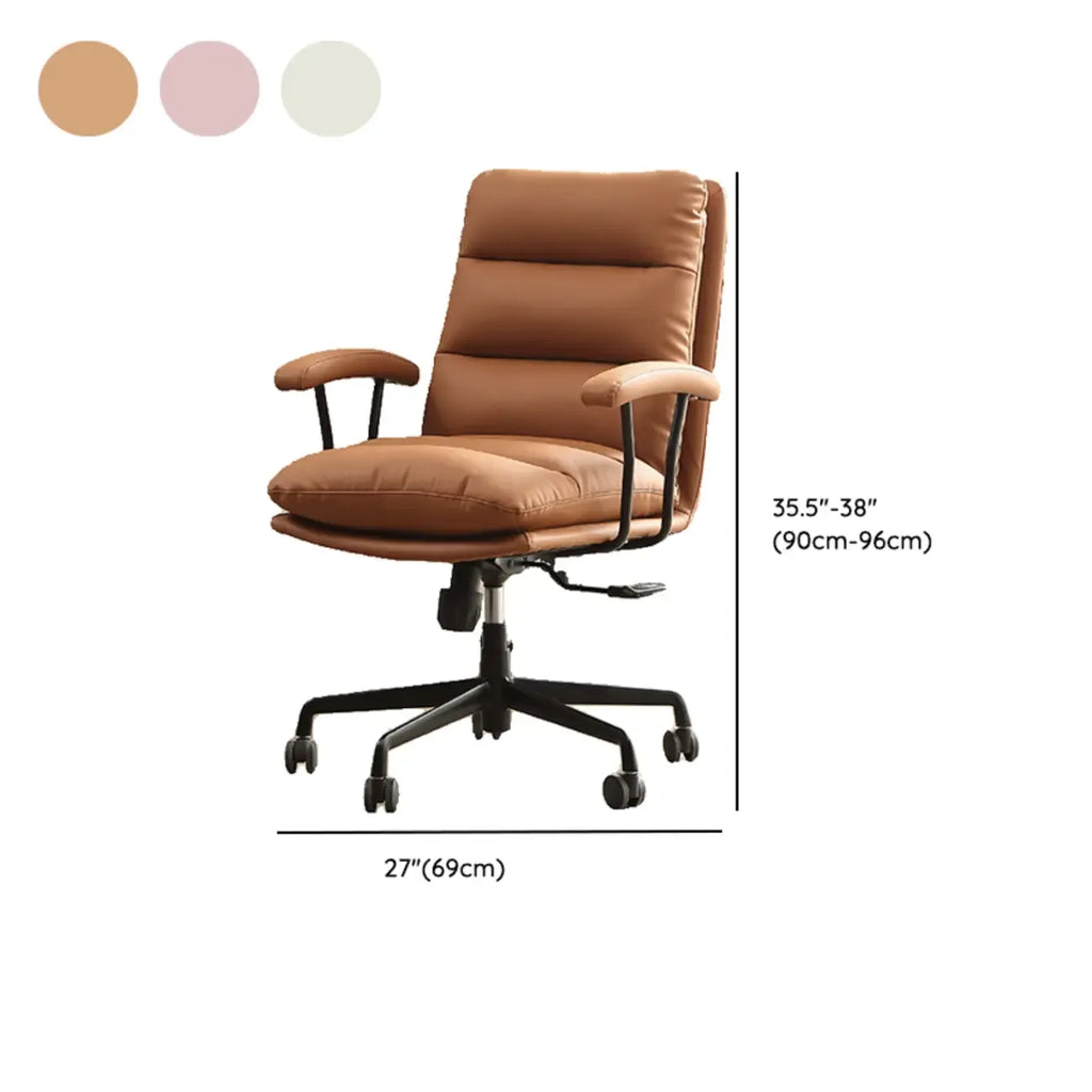 Fauteuil de bureau pivotant moderne en cuir marron