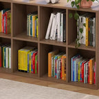 Bibliothèque cubique horizontale en bois de récupération brun large