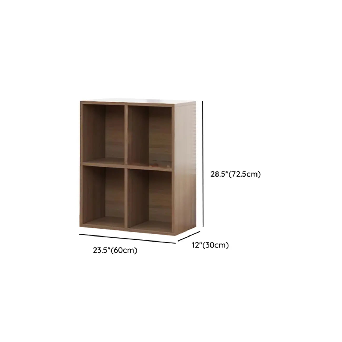 Bibliothèque cubique horizontale en bois de récupération brun large