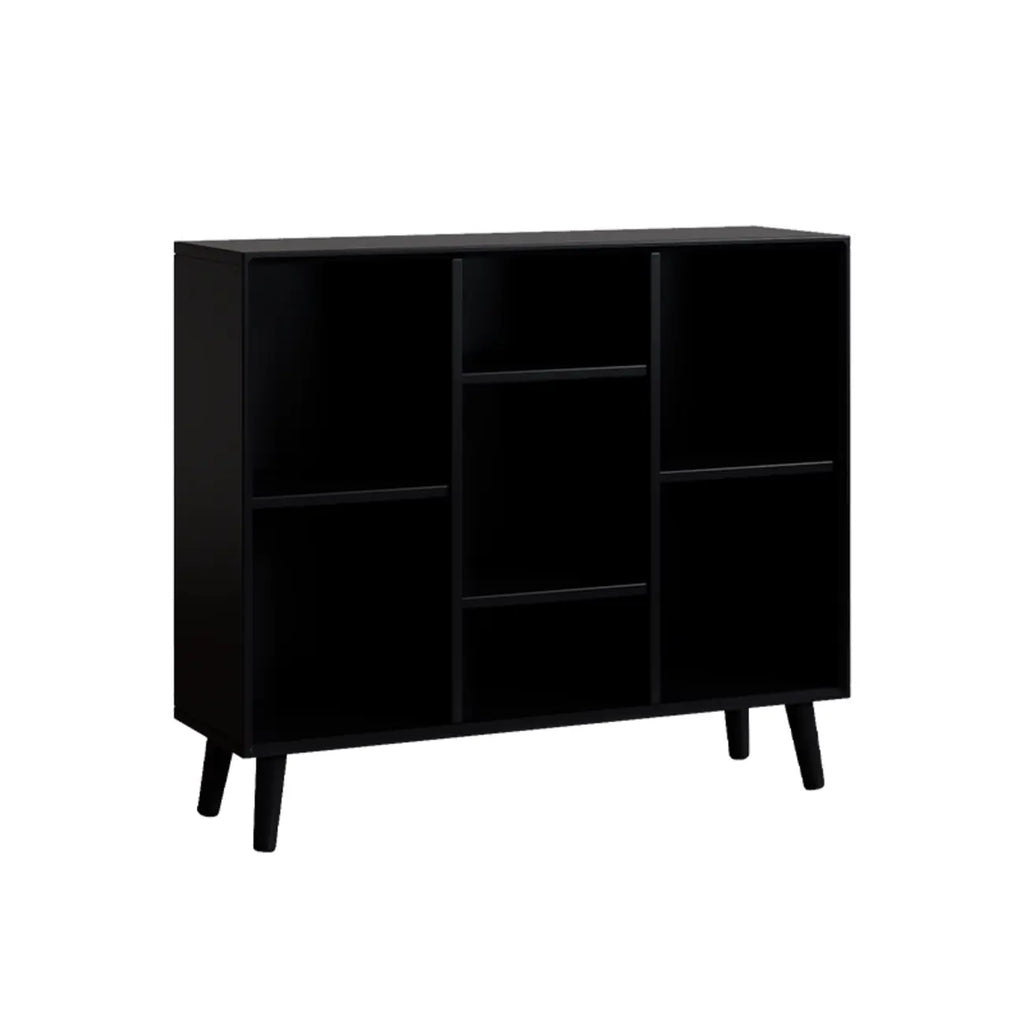Bibliothèque rectangulaire ouverte moderne en bois d'hévéa noir