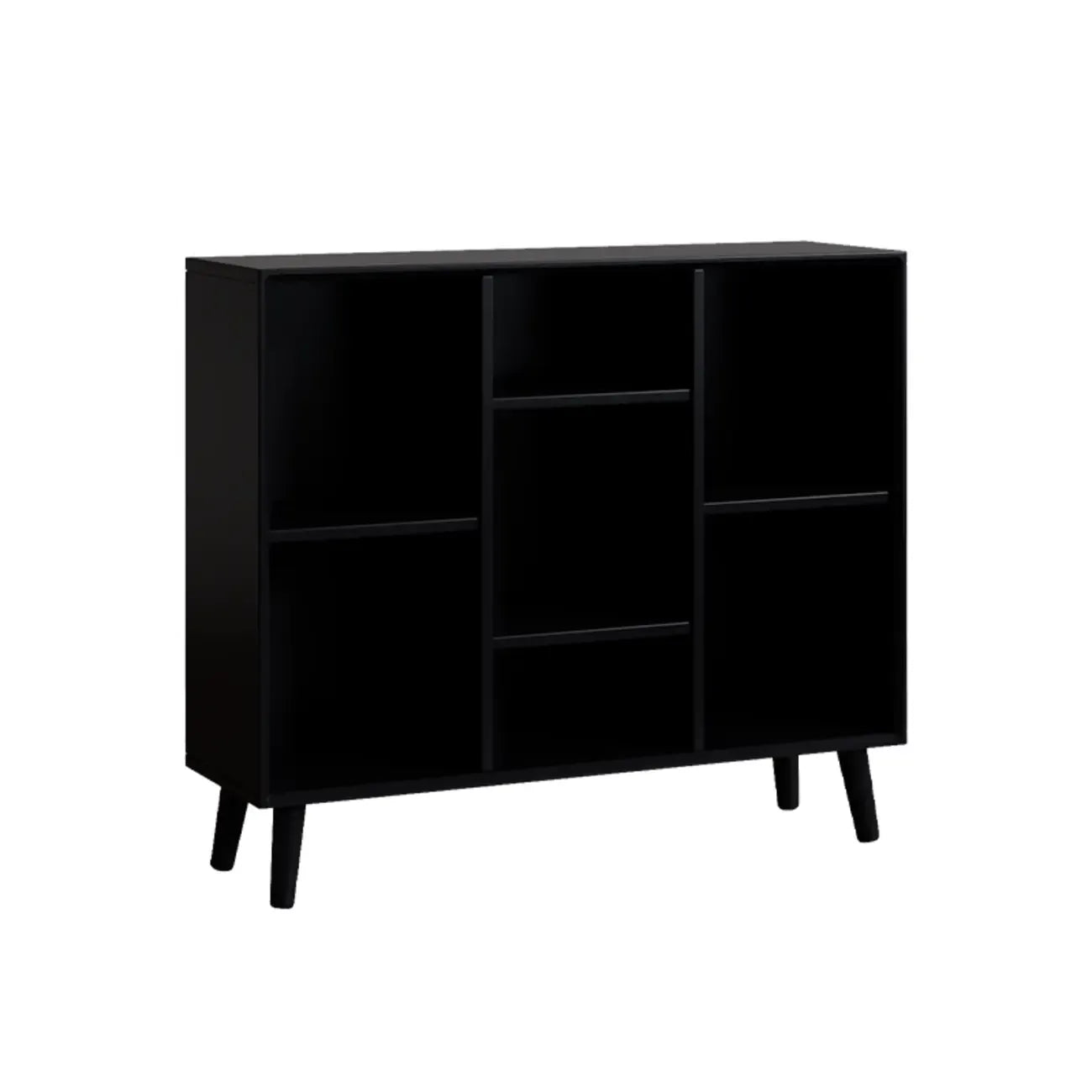 Bibliothèque rectangulaire ouverte moderne en bois d'hévéa noir
