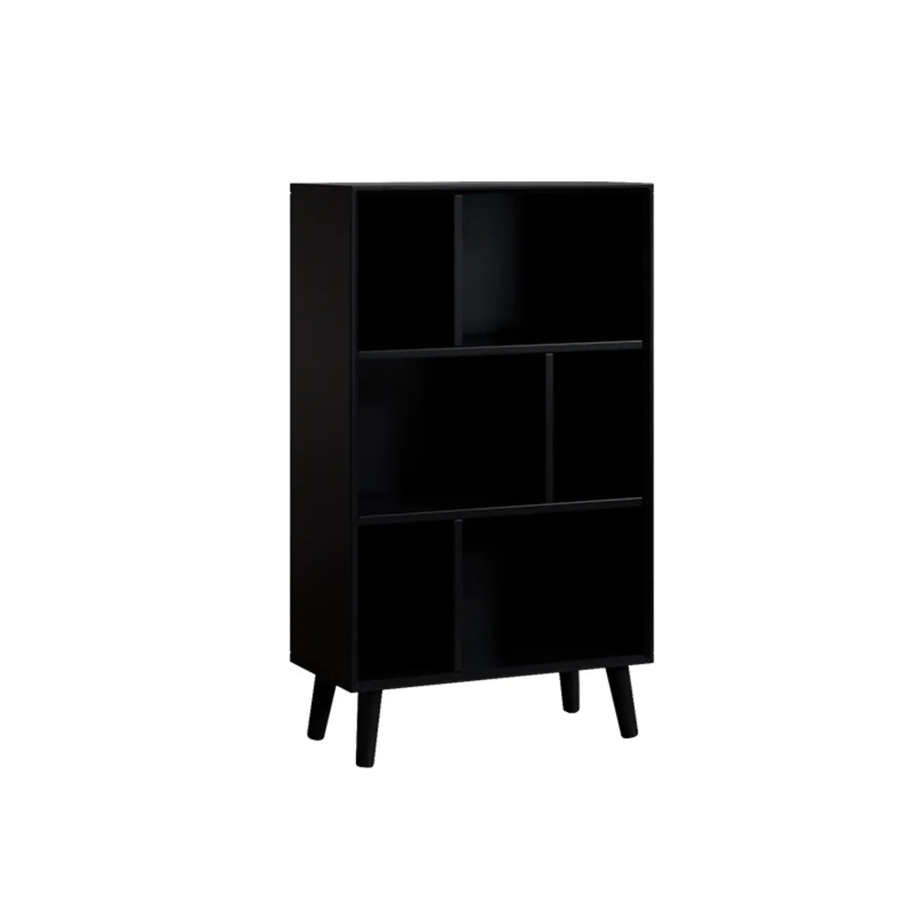 Bibliothèque rectangulaire ouverte moderne en bois d'hévéa noir