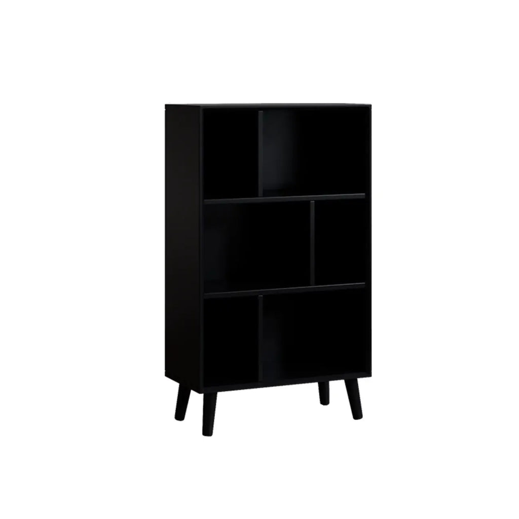 Bibliothèque rectangulaire ouverte moderne en bois d'hévéa noir