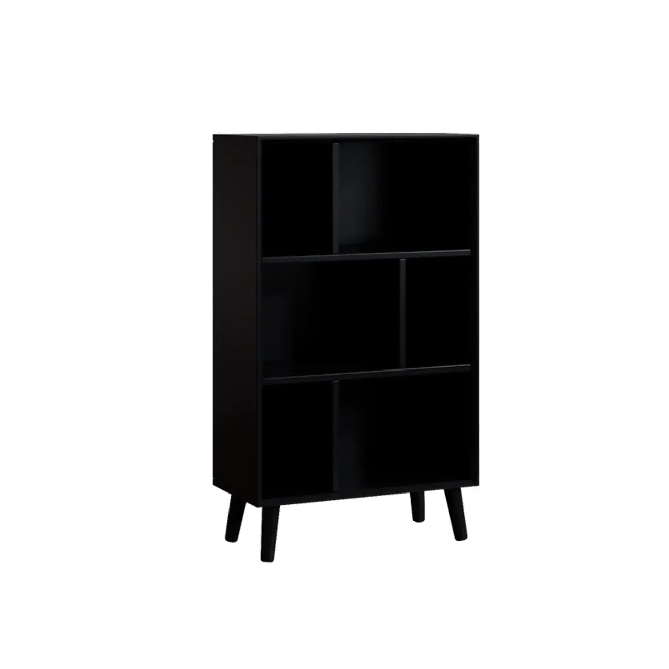 Bibliothèque rectangulaire ouverte moderne en bois d'hévéa noir