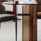 Table de salle à manger en verre brun de forme libre