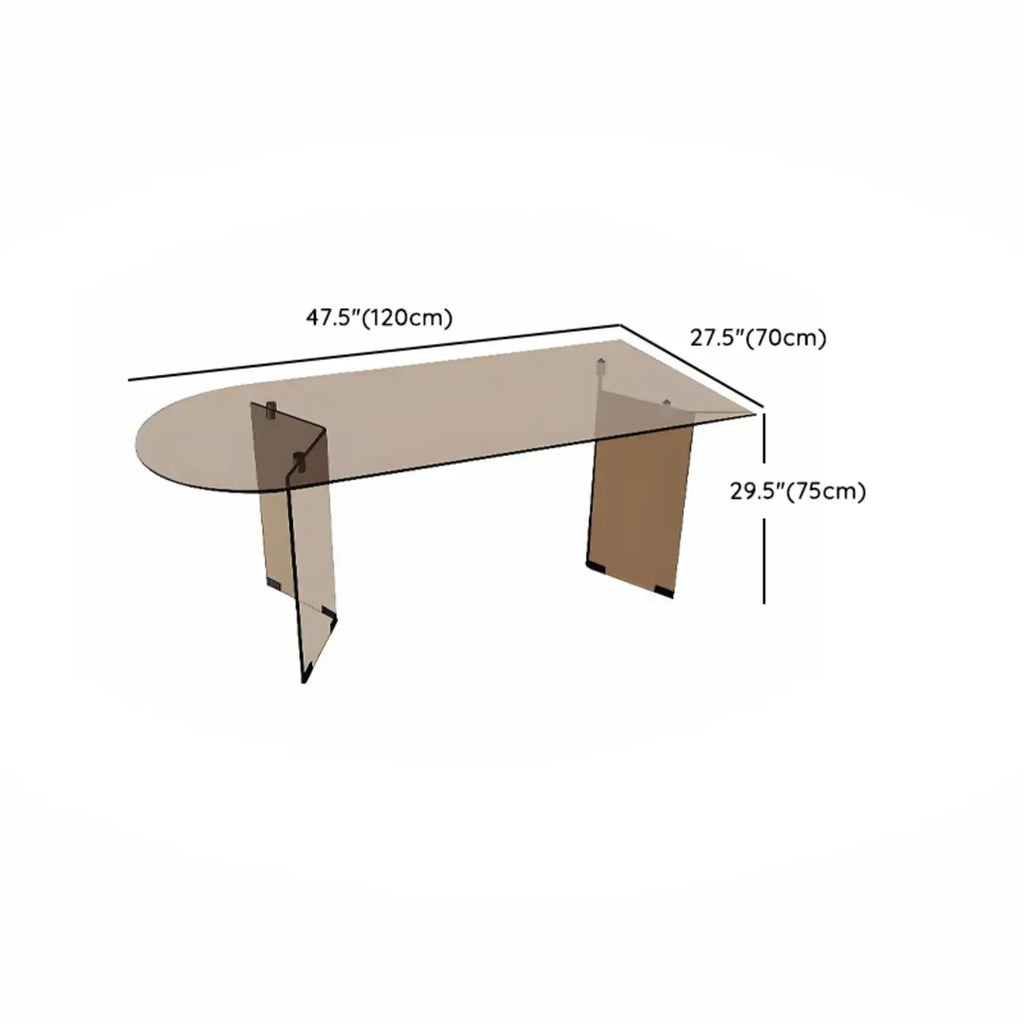 Table de salle à manger en verre brun de forme libre