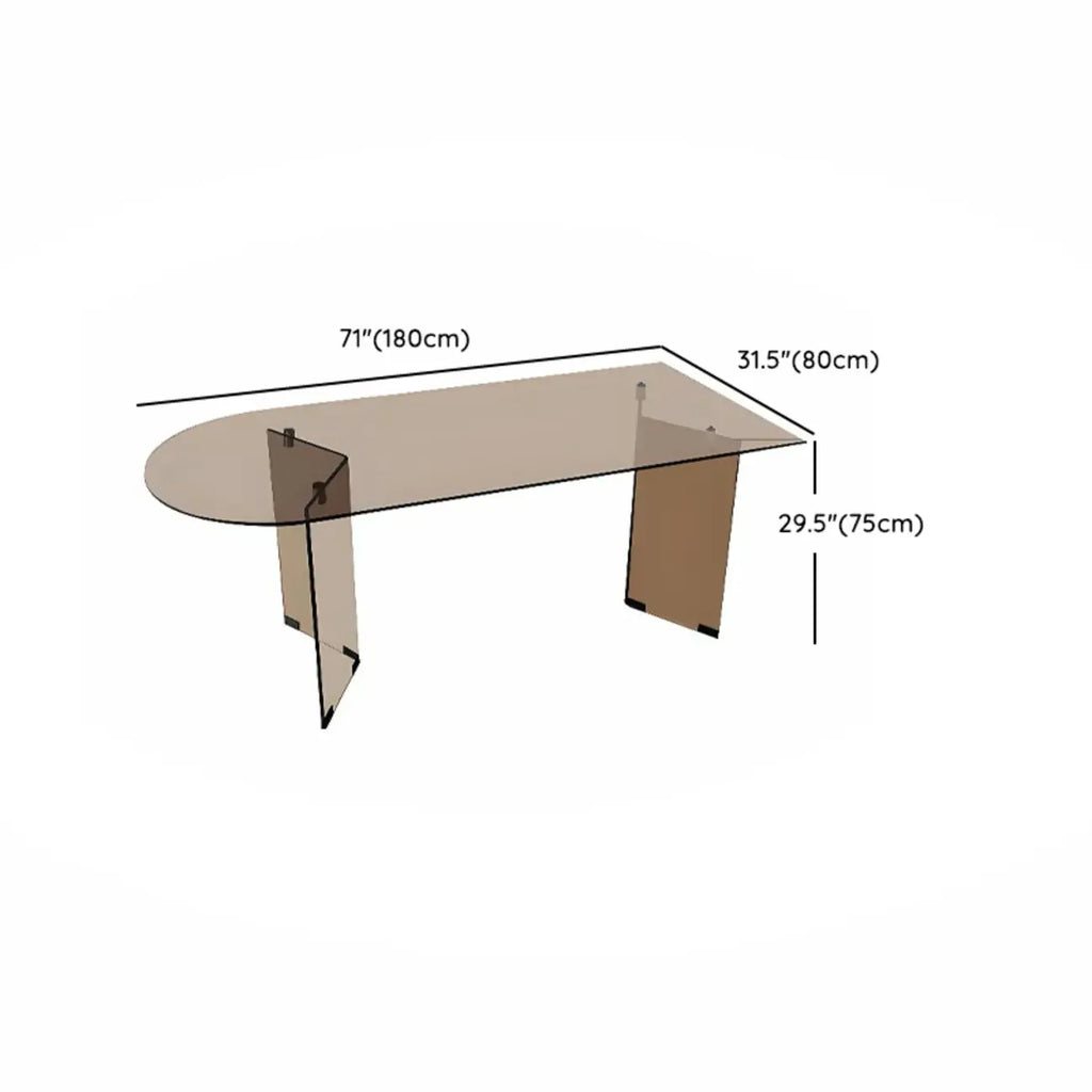 Table de salle à manger en verre brun de forme libre