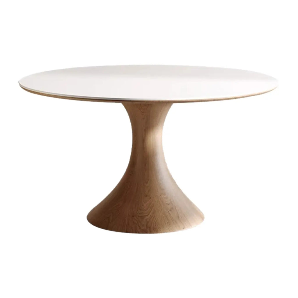 Table de salle à manger ronde moderne en pierre blanche