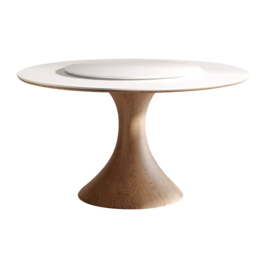 Table de salle à manger ronde moderne en pierre blanche