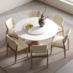 Table de salle à manger ronde moderne en pierre blanche