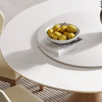 Table de salle à manger ronde moderne en pierre blanche