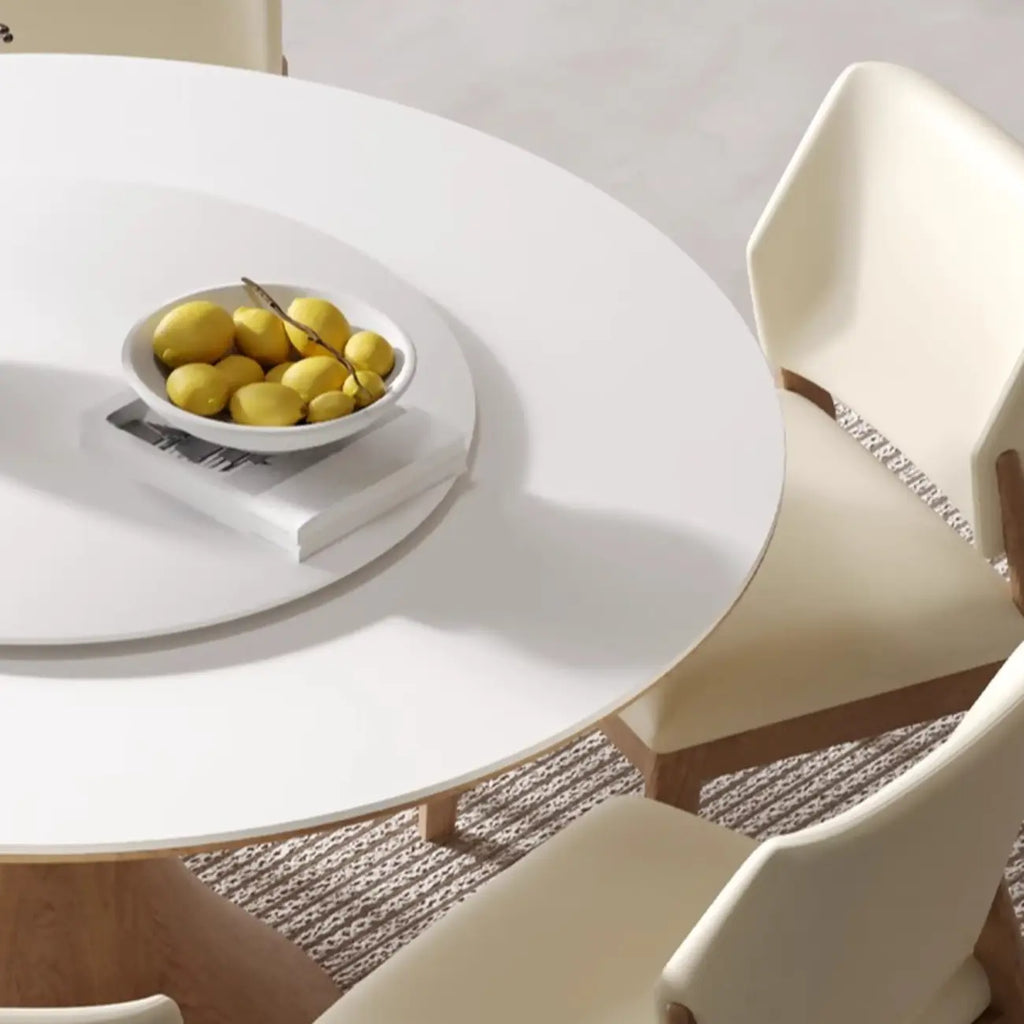Table de salle à manger ronde moderne en pierre blanche