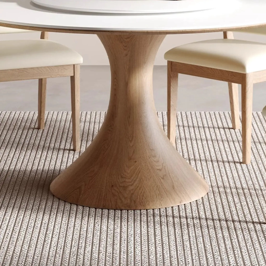 Table de salle à manger ronde moderne en pierre blanche
