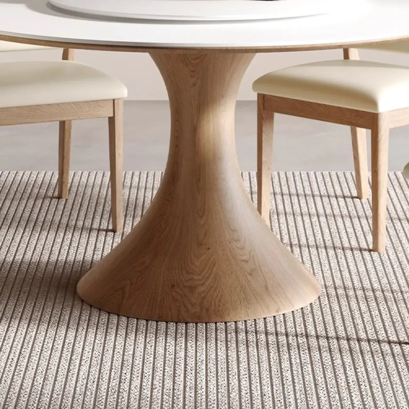 Table de salle à manger ronde moderne en pierre blanche