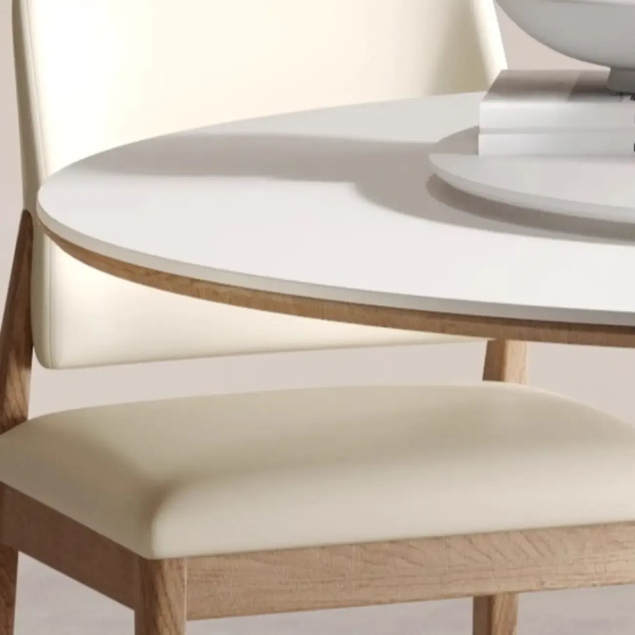 Table de salle à manger ronde moderne en pierre blanche