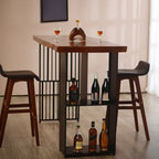 Table haute de bar en bois marron avec étagère de rangement pour les repas