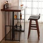 Table haute de bar en bois marron avec étagère de rangement pour les repas