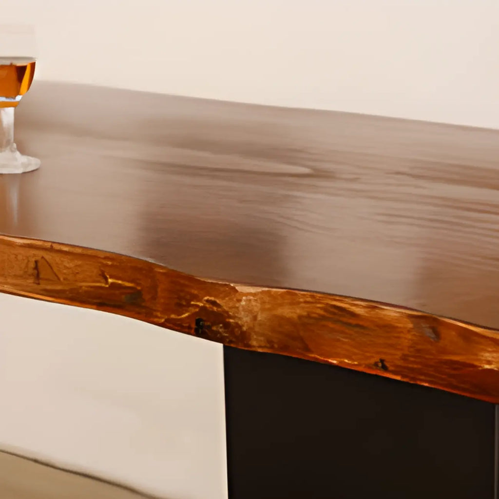 Table haute de bar en bois marron avec étagère de rangement pour les repas