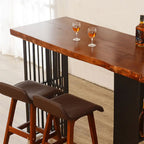 Table haute de bar en bois marron avec étagère de rangement pour les repas