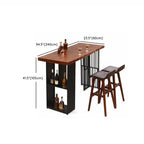 Table haute de bar en bois marron avec étagère de rangement pour les repas