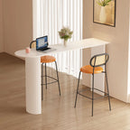 Table de bar moderne à double piétement, plateau en pierre, forme libre